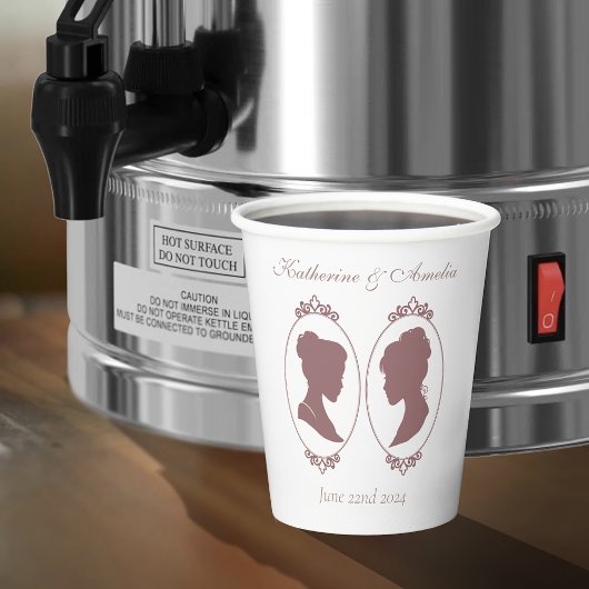 Lesbische bruiden Regency Roze Rozen Papieren Bekers