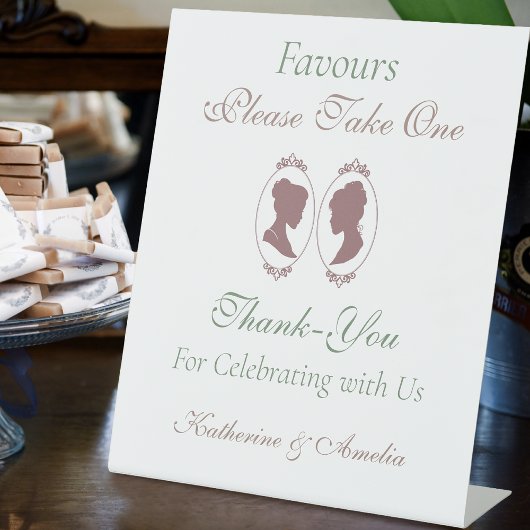 Lesbische bruiden Regency Roze Rozen Reclamebord Met Voetstuk