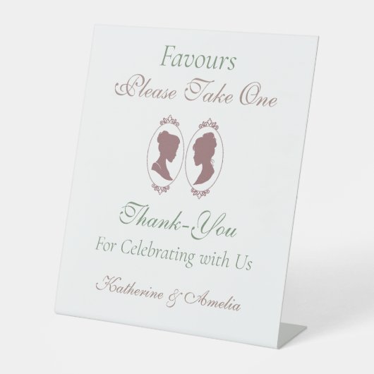 Lesbische bruiden Regency Roze Rozen Reclamebord Met Voetstuk (Voorkant)