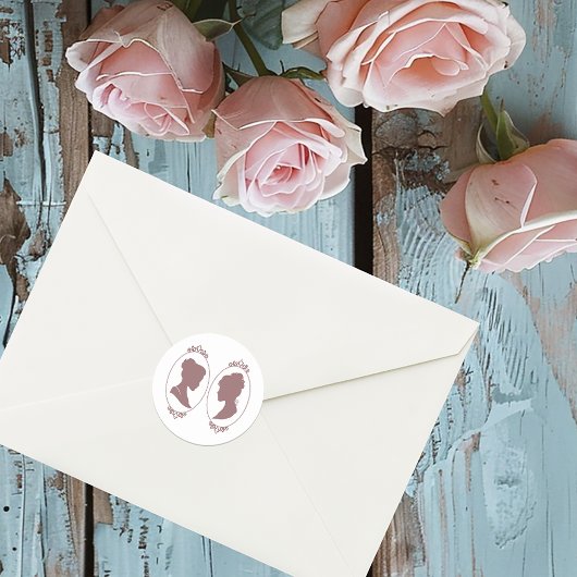 Lesbische bruiden Regency Roze Rozen Ronde Sticker