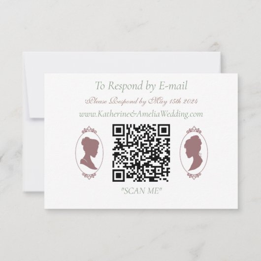 Lesbische bruiden Regency Roze Rozen RSVP Kaartje (Achterkant)