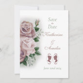 Lesbische bruiden Regency Roze Rozen Save The Date (Voorkant)