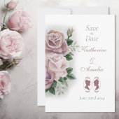Lesbische bruiden Regency Roze Rozen Save The Date