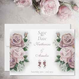 Lesbische bruiden Regency Roze Rozen Save The Date