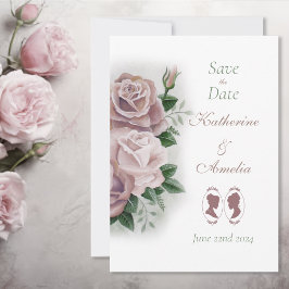 Lesbische bruiden Regency Roze Rozen Save The Date
