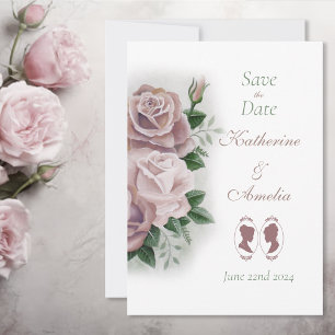 Lesbische bruiden Regency Roze Rozen Save The Date