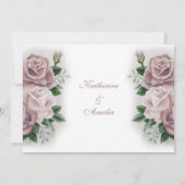 Lesbische bruiden Regency Roze Rozen Save The Date (Achterkant)
