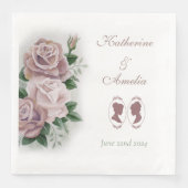 Lesbische bruiden Regency Roze Rozen Servet (Voorkant)