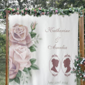 Lesbische bruiden Regency Roze Rozen Wandkleed