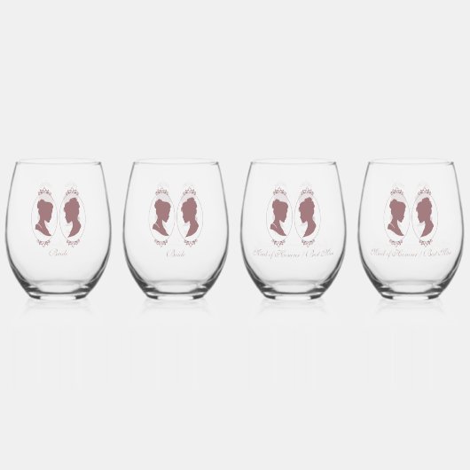 Lesbische bruiden Regency Roze Rozen Wijnglas Zonder Voet (Voorkant)