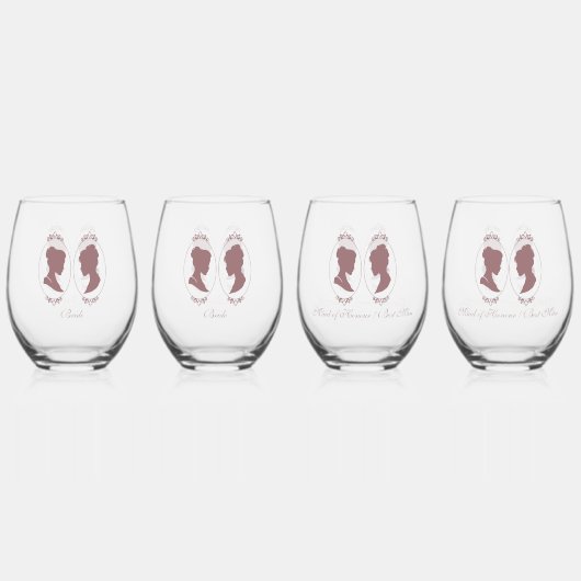 Lesbische bruiden Regency Roze Rozen Wijnglas Zonder Voet (Achterkant)