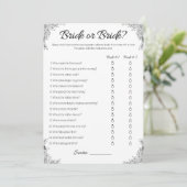 Lesbische bruiloft douche spel, bruid of bruid, kaart (Staand voorkant)