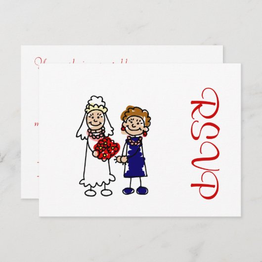 Lesbische bruiloft één bruid uitnodiging briefkaart (Voorkant / Achterkant)