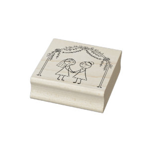 Lesbische bruiloft in zwarte lijnen silhouet rubberstempel