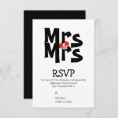 Lesbische bruiloft RSVP Bold Mrs en Mrs gepersonal (Voorkant / Achterkant)