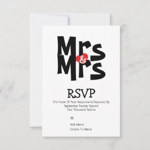 Lesbische bruiloft RSVP Bold Mrs en Mrs gepersonal