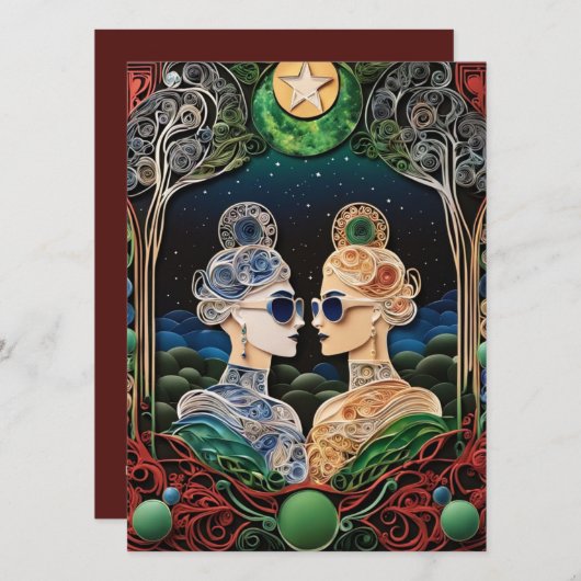 Lesbische bruiloft uitnodiging (Voorkant / Achterkant)