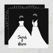 Lesbische bruiloft zwart-wit romantisch kaart (Voorkant / Achterkant)