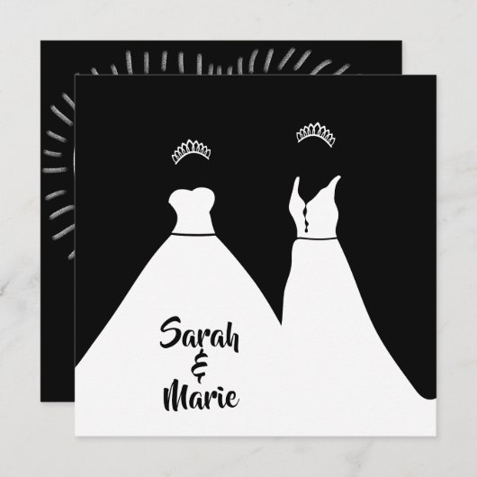 Lesbische bruiloft zwart-wit romantisch kaart (Voorkant / Achterkant)