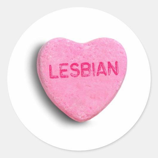 Lesbische Candy Heart Ronde Sticker (Voorkant)