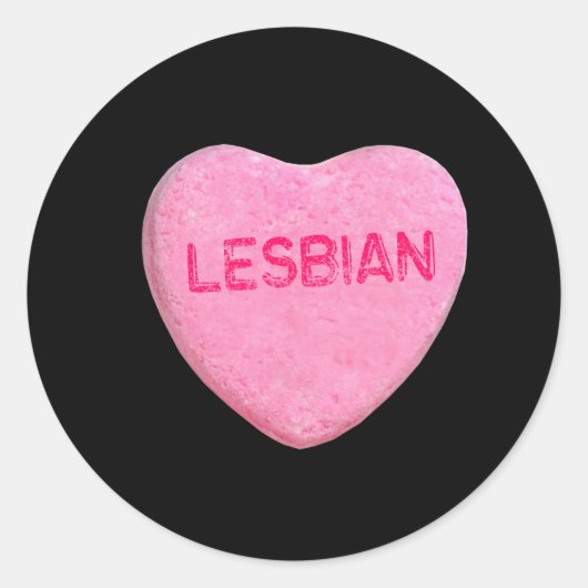 Lesbische Candy Heart Ronde Sticker (Voorkant)