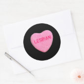 Lesbische Candy Heart Ronde Sticker (Envelop)