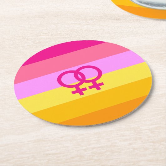 Lesbische Dawn Pride WLW Ronde Kartonnen Onderzetter (Gebogen)