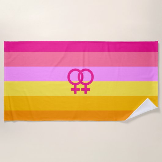 Lesbische Dawn Pride WLW Strandlaken (Voorkant)