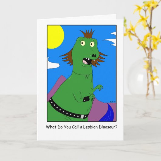 lesbische dinosaurus kaart (Gele Bloem)