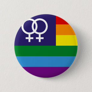 Lesbische Dubbele Venus Regenboog Pride Ronde Button 5,7 Cm