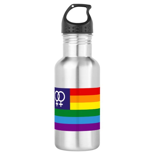 Lesbische Dubbele Venus Regenboog Pride Waterfles (Voorkant)