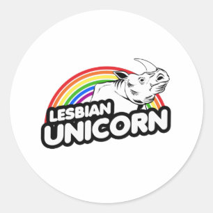 Lesbische Eenhoorn Rainbow Ronde Sticker