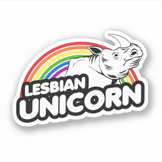 Lesbische Eenhoorn Regenboog Sticker (Voorkant)