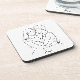 Lesbische Essentie van Liefde Line Art Bier Onderzetter