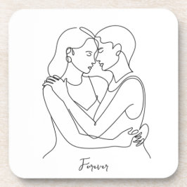 Lesbische Essentie van Liefde Line Art Bier Onderzetter