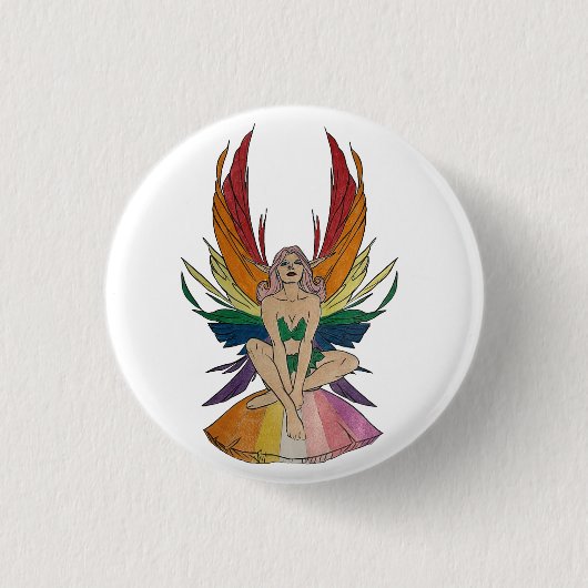 Lesbische fee  ronde button 3,2 cm (Voorkant)