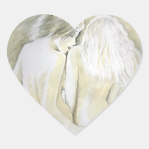 Lesbische geliefden hart sticker