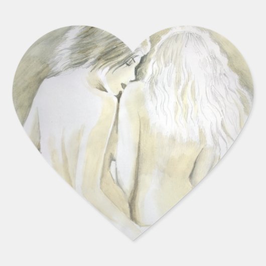 Lesbische geliefden hart sticker (Voorkant)