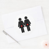 Lesbische geliefden ronde sticker (Envelop)
