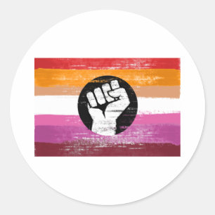 Lesbische geschilderde protestvlag ronde sticker