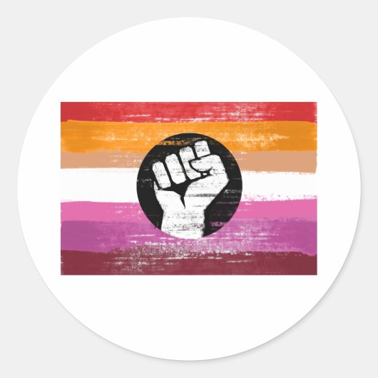 Lesbische geschilderde protestvlag ronde sticker (Voorkant)