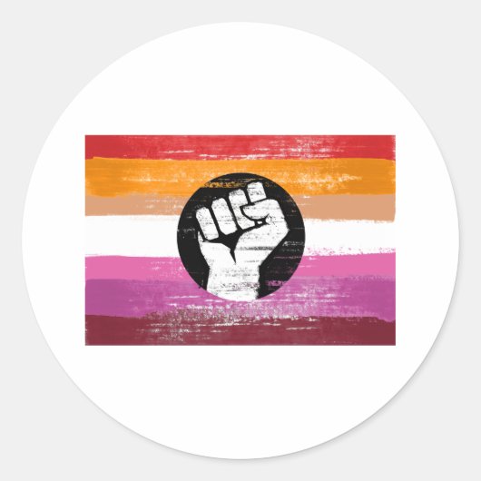Lesbische geschilderde protestvlag ronde sticker (Voorkant)