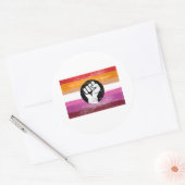 Lesbische geschilderde protestvlag ronde sticker (Envelop)
