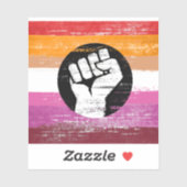 Lesbische geschilderde protestvlag sticker (Vel)