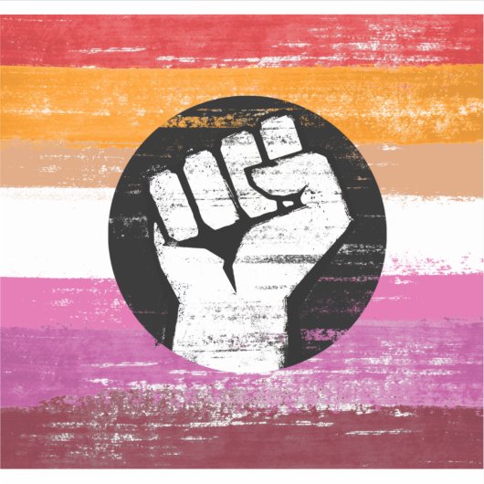 Lesbische geschilderde protestvlag sticker (Voorkant)