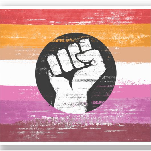 Lesbische geschilderde protestvlag sticker (Voorkant)