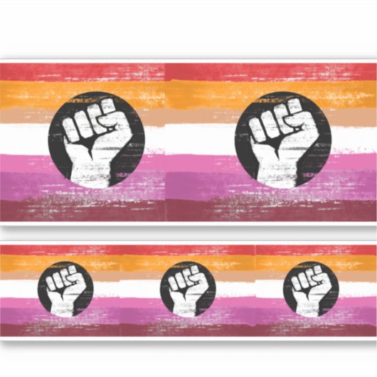 Lesbische geschilderde protestvlag sticker (Voorkant)