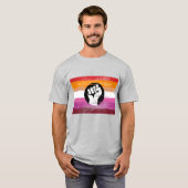 Lesbische geschilderde protestvlag t-shirt (Voorkant volledig)