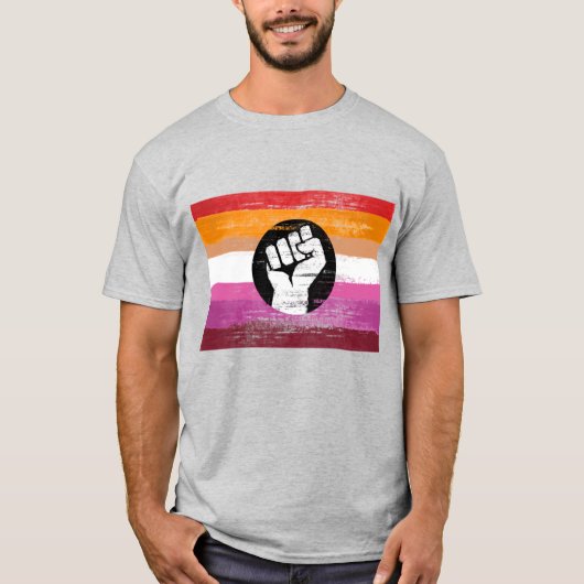 Lesbische geschilderde protestvlag t-shirt (Voorkant)