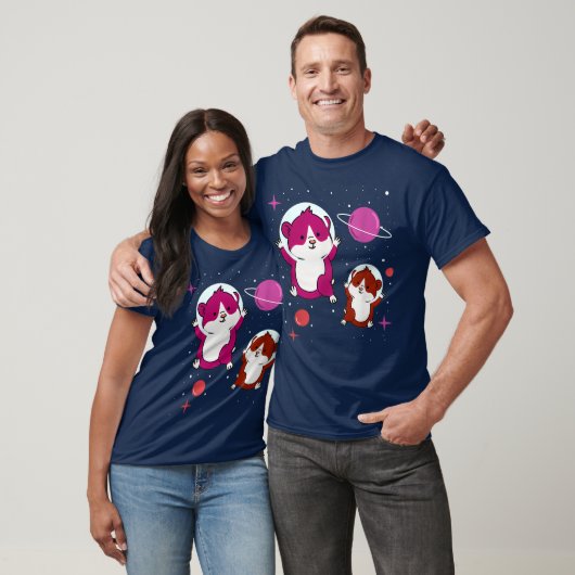 Lesbische hamster in de ruimte van lesbische trots t-shirt (Unisex)